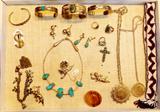 Sterling silver American Indian jewelry, coin jewelry, brooches, pins, cuff bracelets, necklaces, cross pendant, earrings, beads