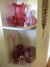Cranberry glass in every corner of the house