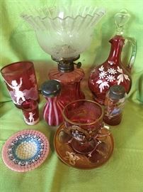 Cranberry & Murano glass