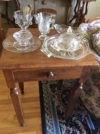 Pattern glass & Lamp Table