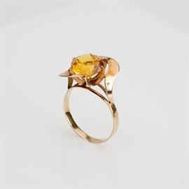 #3	18K SYNTHETIC YELLOW SAPPHIRE COCKTAIL RING
