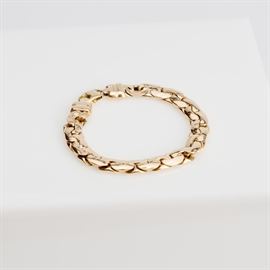 #7	THICK 14K YELLOW GOLD LINK BRACELET MADE IN ITALY
