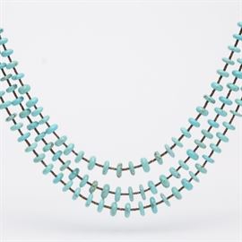 #24	TURQUOISE AND SHELL - THREE STRAND NECKLACE
