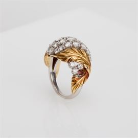 #29	PLATINUM & 18K YELLOW GOLD DIAMOND COCKTAIL RING