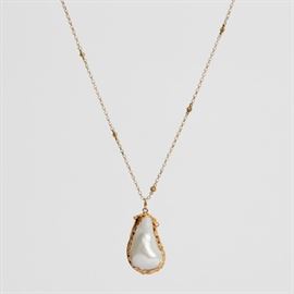 #36	22K BLISTER PEARL NECKLACE SIGNED T.C.