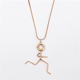 #68	14K NECKLACE WITH RUNNER CHARM / PENDANT