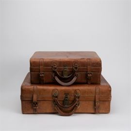 #105	TWO HARTMANN "KNOCABOUT" LEATHER SUITCASES