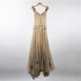 #143	KATHRYN KUHN TULLE EMBELLISHED GOWN, C. 1940'S
