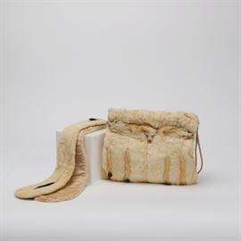 #151	VINTAGE ERMINE FUR MUFF AND MATCHING SCARF