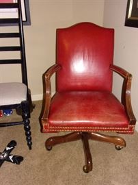Leather nailhead trim executive leather chair(small dark spot in center)