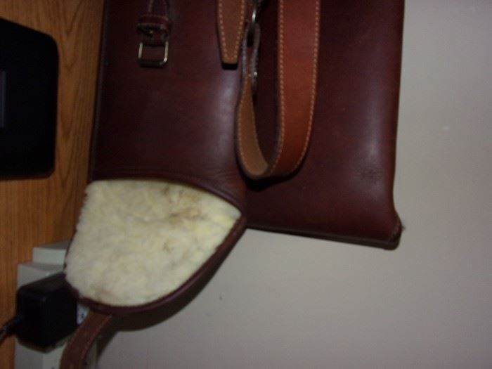 Rifle cases including 2 leather w/lined sheep skin