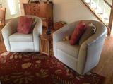 Leather barrel chairs