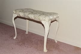 antique vanity bench with metal legs
