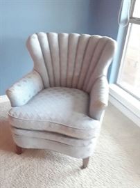 One of a pair of baby blue chairs in good condition. No need to recover