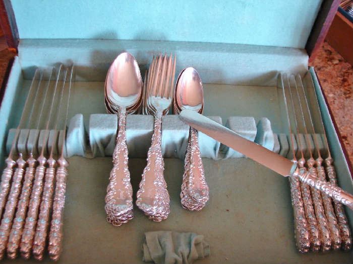 One of two vintage sterling silver flatware sets