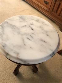 Top view of marble topped table