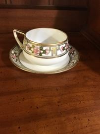 Nippon hand painted tea cup and saucer