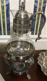 Silver plate carafe and stand