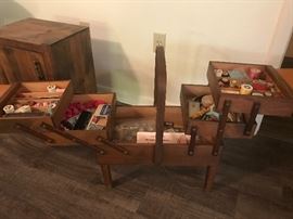 Sewing box opened up