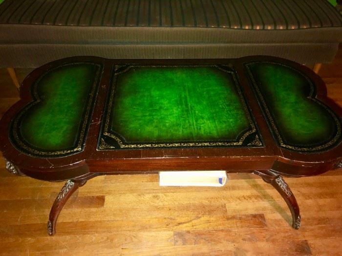 Green Leather Top Coffee Table