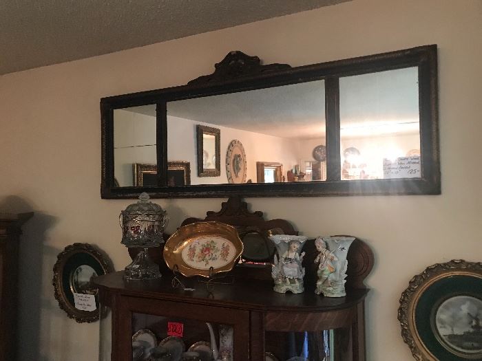 Antique 3-Panel Ornate Buffet Mirror