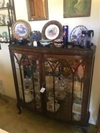 Vintage 1930’s Curio Cabinet with Mirror back and Glass Shelves
