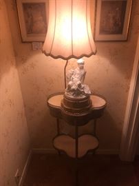 Antique Marble & Brass Lamp/Occasionable 2-Tier Table
Vintage Bisque Figurine & Brass Lamp