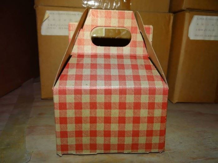 3 Cases Of Red Gingham Treat Box With Handle