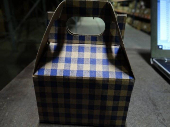 Navy Blue Gingham Lunchbox with Handle
