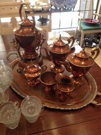 Copper and brass Mexican l950's tea set