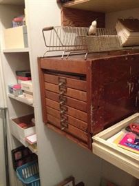 Antique drawered flat organizer