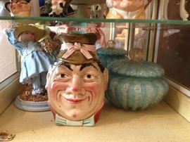 Majolica pitcher/Murano Italian covered dish.