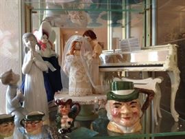 Toby style mugs, Lladro figurine.