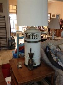 Lamp made of antique coffee urn, store fixture