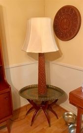 Danish modern teak spider leg table with brass top