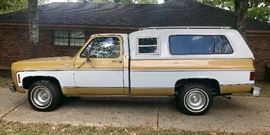 1976 Chevy Silverado 350 long bed truck with camper shell