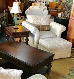 Upholstered Chair and matching Coffee and End Table 