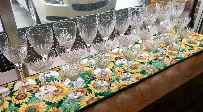 RARE, 24-Piece, Vintage, English Crystal made in the Regency style of the 1790-1820's, this set was made in around 1900. 