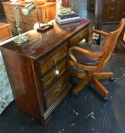 Four Drawer Antique Desk, Oak office chair on rollers