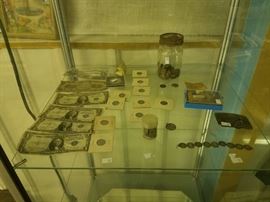 Silver Certificates ... antique pennies and nickles etc.