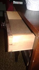 close up detail of the 1860s table drawer dovetailing