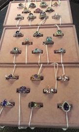 SELECTION of GEMSTONE STERLING RINGS, all PRESIDIUM gemstone duo tested for authenticity