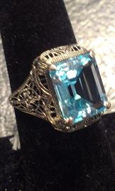 Blue Topaz gemstone PRESIDIUM tested sterling filigree