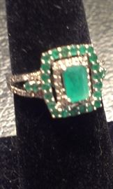 Emerald gemstones & diamonds PRESIDIUM tested, sterling