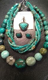 SELECTION of turquoise sterling jewelry