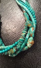4 strand turquoise sterling necklace, twist or not