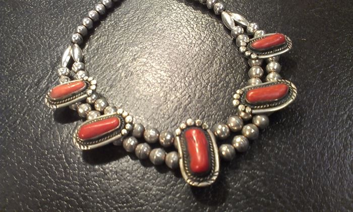 Awesome Navajo sterling heavy necklace, truly vintage