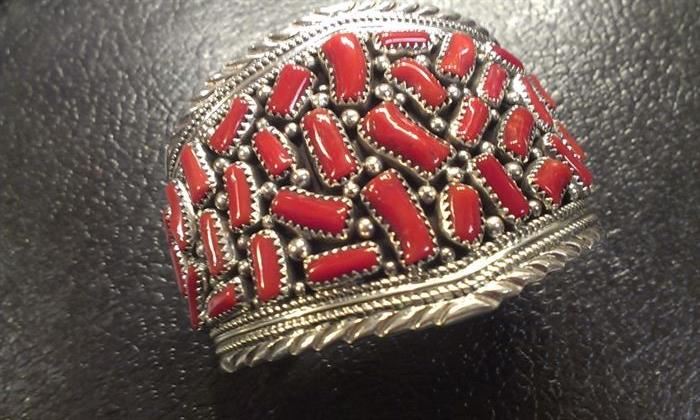 Navajo sterling coral cuff