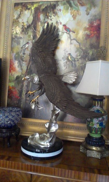 BRONZE HOTCAST: ARNADIA  Swooping Eagle 38"tall, marble base, beyond impressive!!! + MORE TO COME after Features