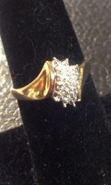 Diamond/sterling vermeil ring, PRESIDIUM tested